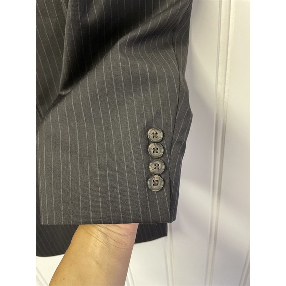 Lauren Ralph Lauren Single Breasted Jacket Mens 46R  Black Pinstripe Wool Blazer - Picture 5 of 14